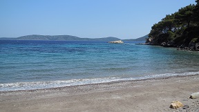 Agios Petros beach in its protected bay, Alonissos
