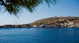 Beaches of the island of Chalki, the Dodecanese, Greece