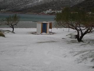 Snow on Sifnos, Cyclades, Greece, February 2008