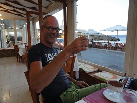 Restaurants along the beach at Almyrida, Crete