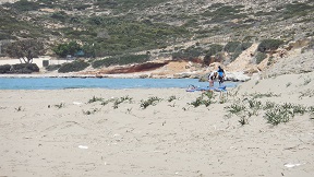 The Prasonisi sand spit at the south tip of Rhodes