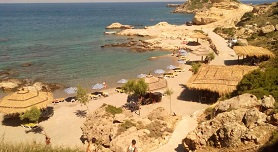 The beaches on either side of Lindos, Rhodes