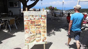 Fish tavernas on the beach at Gennadi, Rhodes