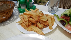Fish tavernas on the beach at Gennadi, Rhodes