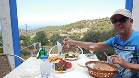 Fish tavernas on the beach at Gennadi, Rhodes