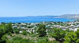 Tsambika beach below its monastery, Rhodes